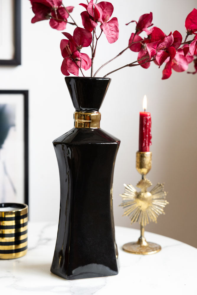 Tall Black Perfume Bottle Vase