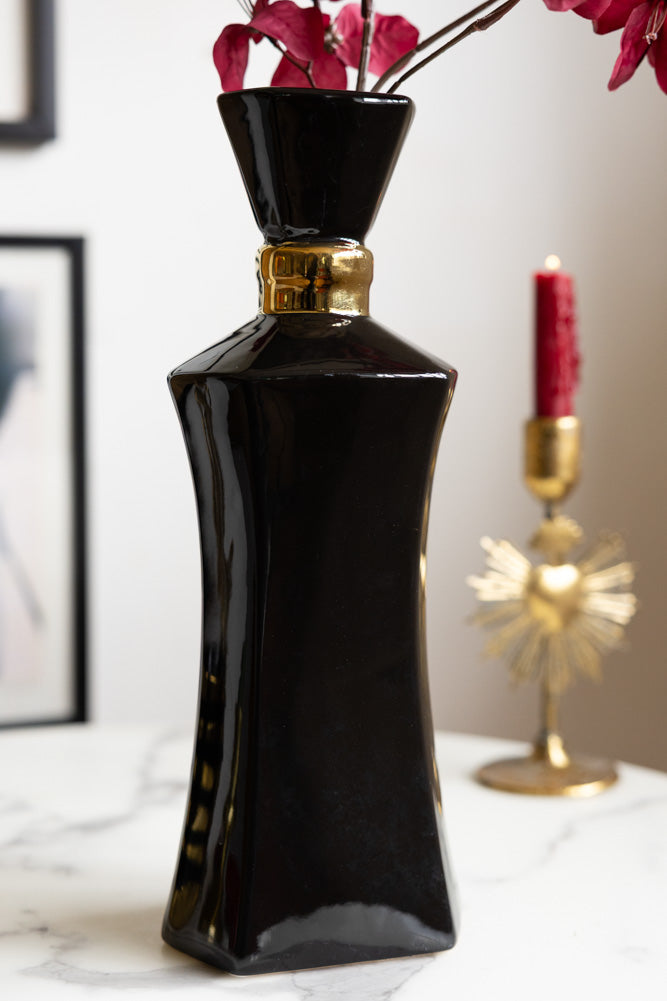 Tall Black Perfume Bottle Vase