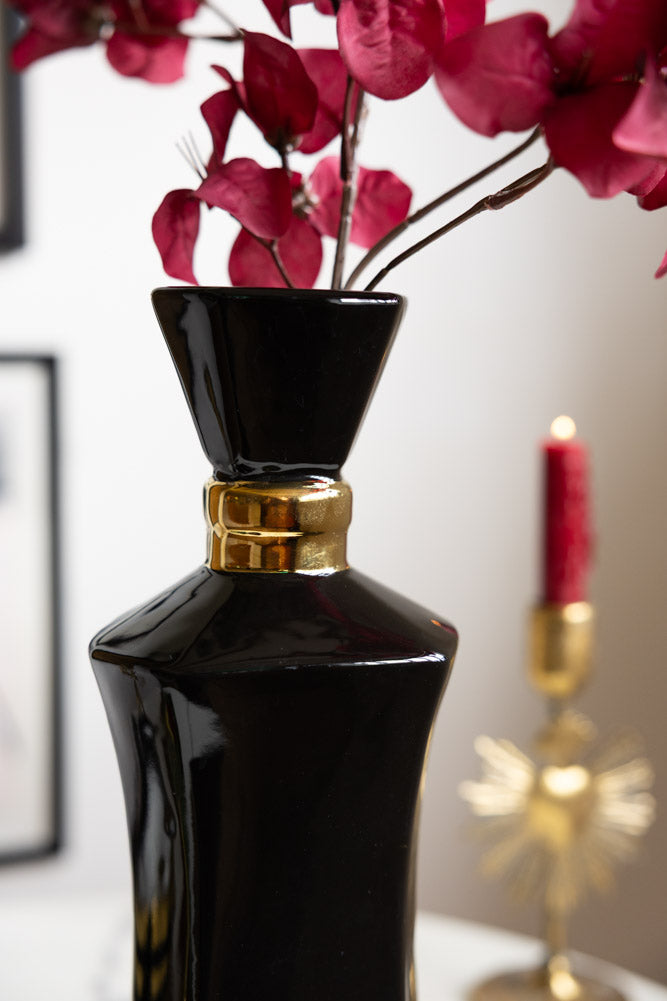 Tall Black Perfume Bottle Vase