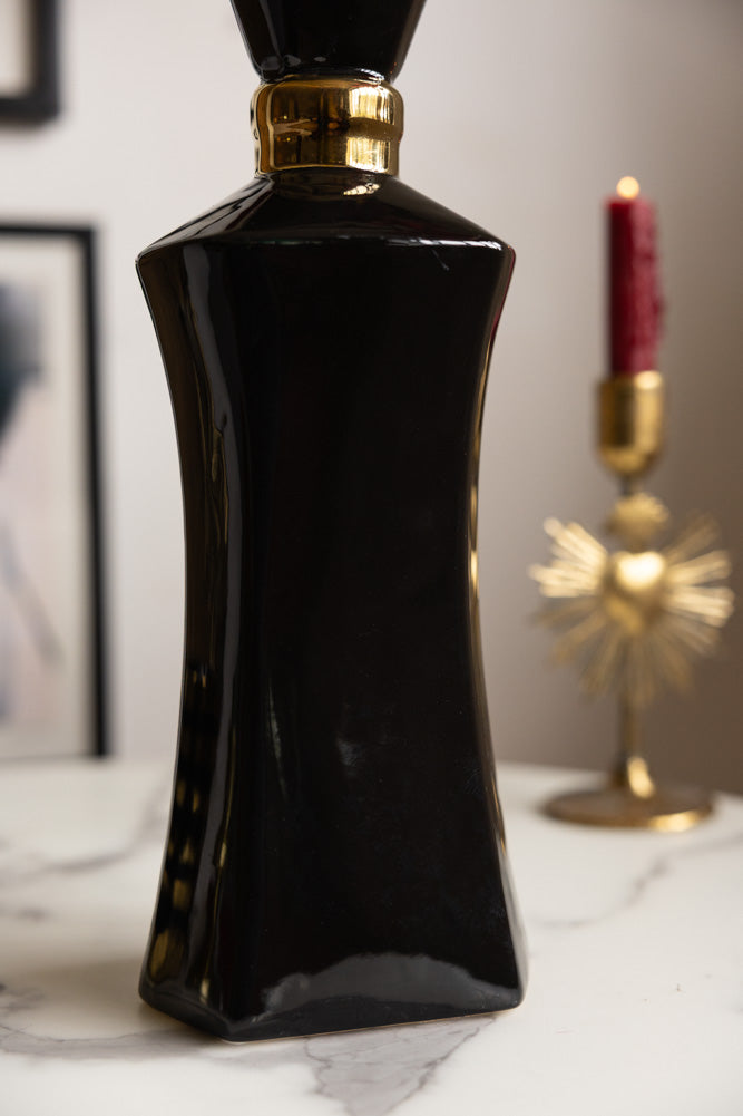 Tall Black Perfume Bottle Vase
