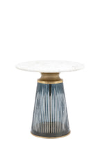 Blue Tapered Glass & Marble Side Table