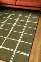 The Albany Grid Rug in Olive - Available in 3 Sizes
