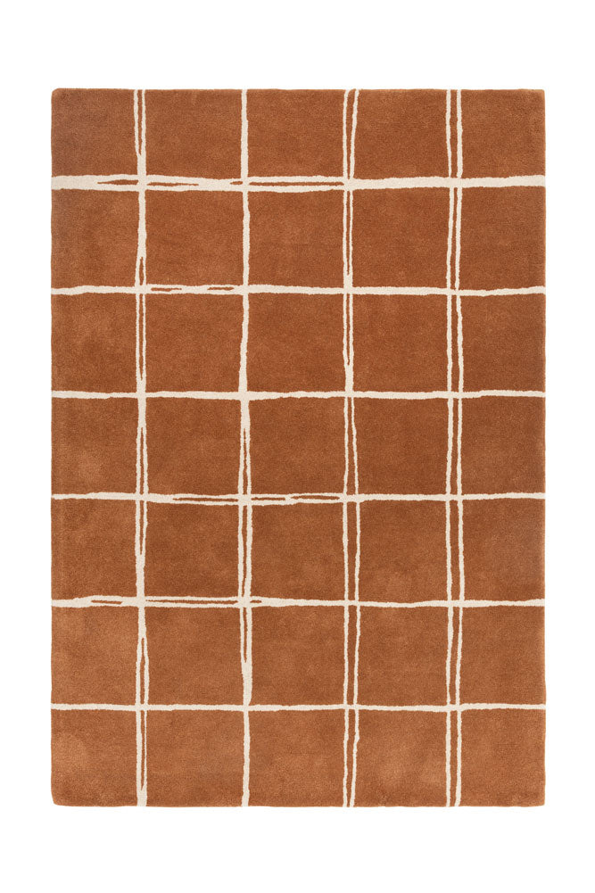 The Albany Grid Rug in Rust - Available in 3 Sizes