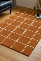 The Albany Grid Rug in Rust - Available in 3 Sizes