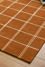 The Albany Grid Rug in Rust - Available in 3 Sizes