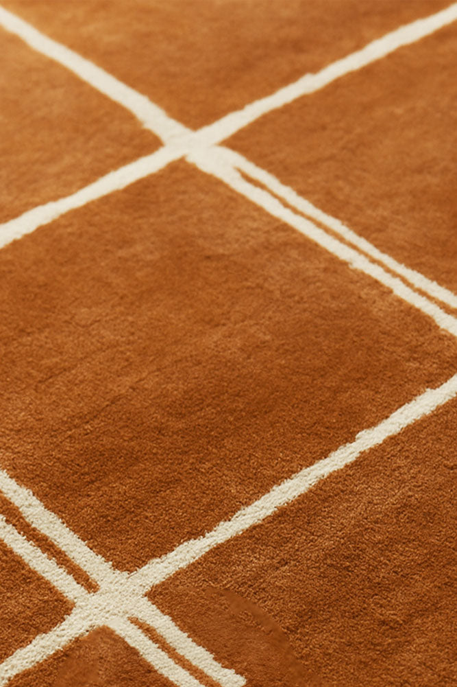 The Albany Grid Rug in Rust - Available in 3 Sizes