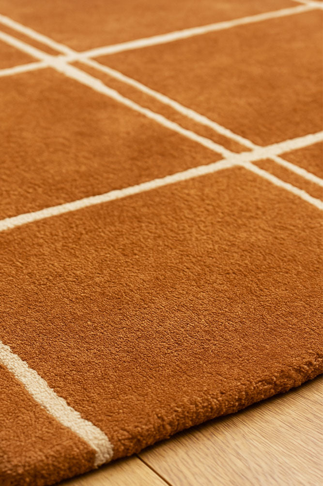 The Albany Grid Rug in Rust - Available in 3 Sizes