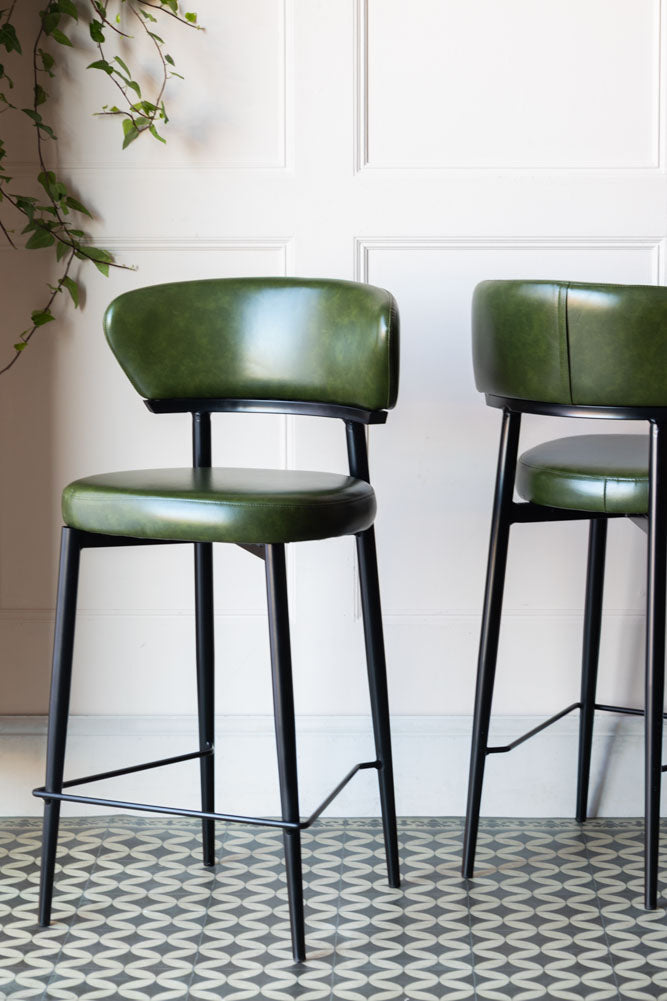 The Blake Bar Stool In Forest Green