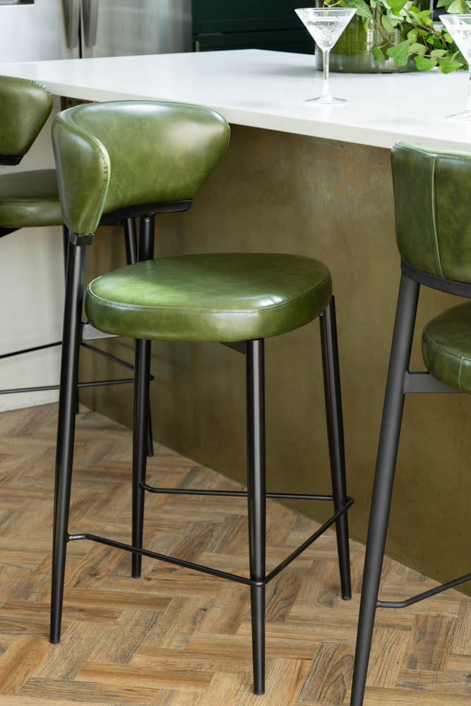 The Blake Bar Stool In Forest Green