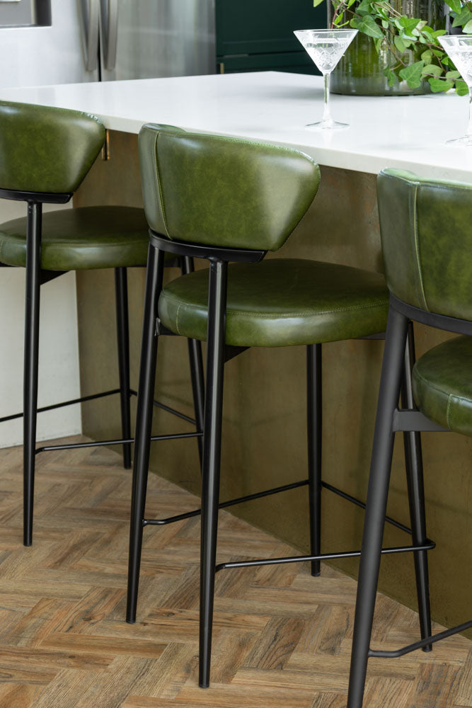 The Blake Bar Stool In Forest Green