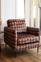 The Edie Caramel Checkerboard Velvet Armchair
