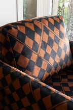 The Edie Caramel Checkerboard Velvet Armchair
