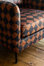 The Edie Caramel Checkerboard Velvet Armchair