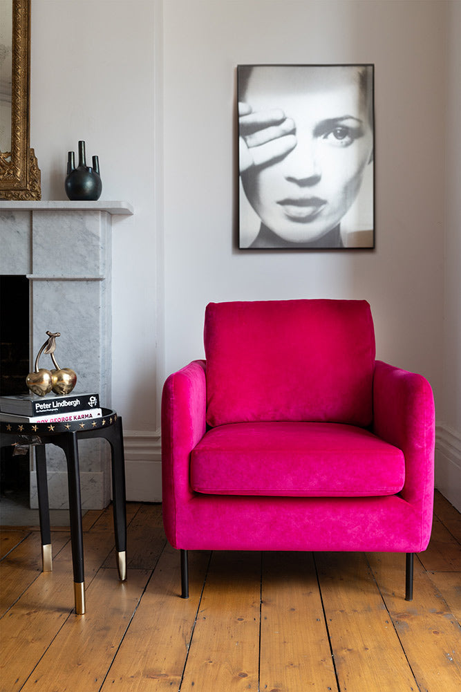 The Edie In Luxe Needlecord Velvet Harry's Pink Armchair