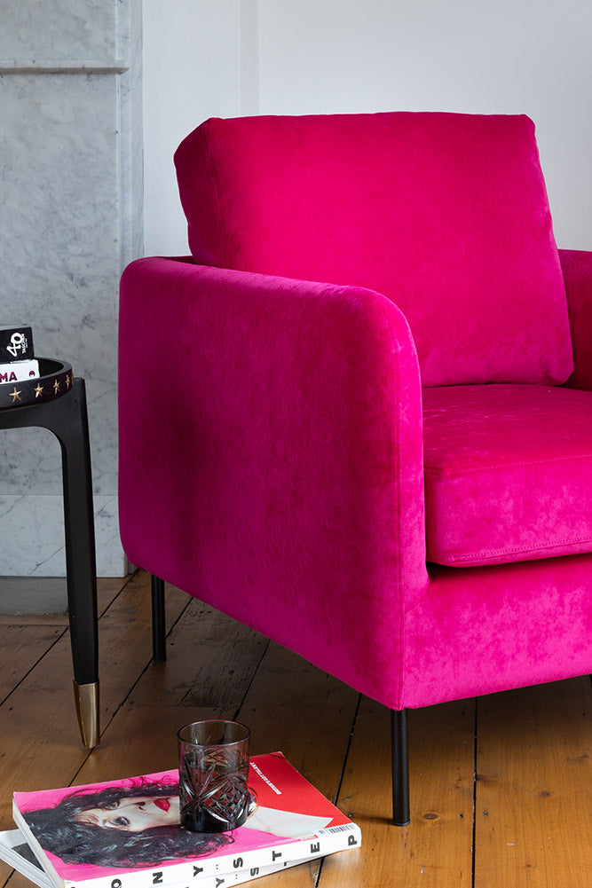 The Edie In Luxe Needlecord Velvet Harry's Pink Armchair