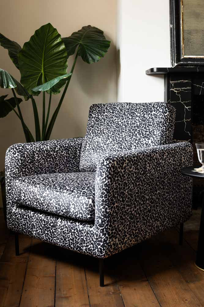 The Edie Monochrome Leopard Velvet Armchair