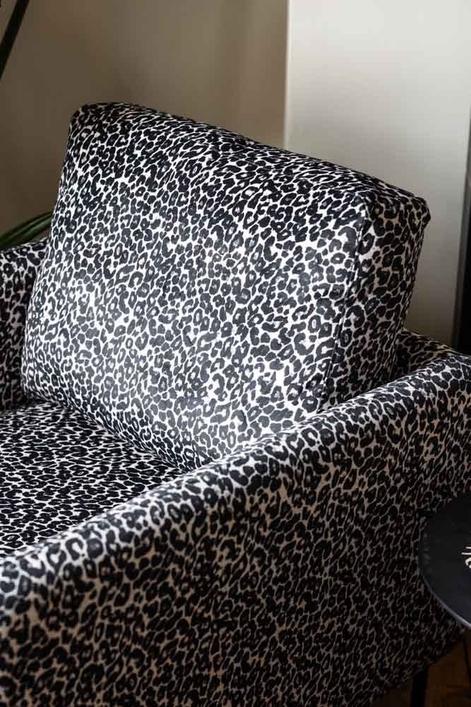 The Edie Monochrome Leopard Velvet Armchair
