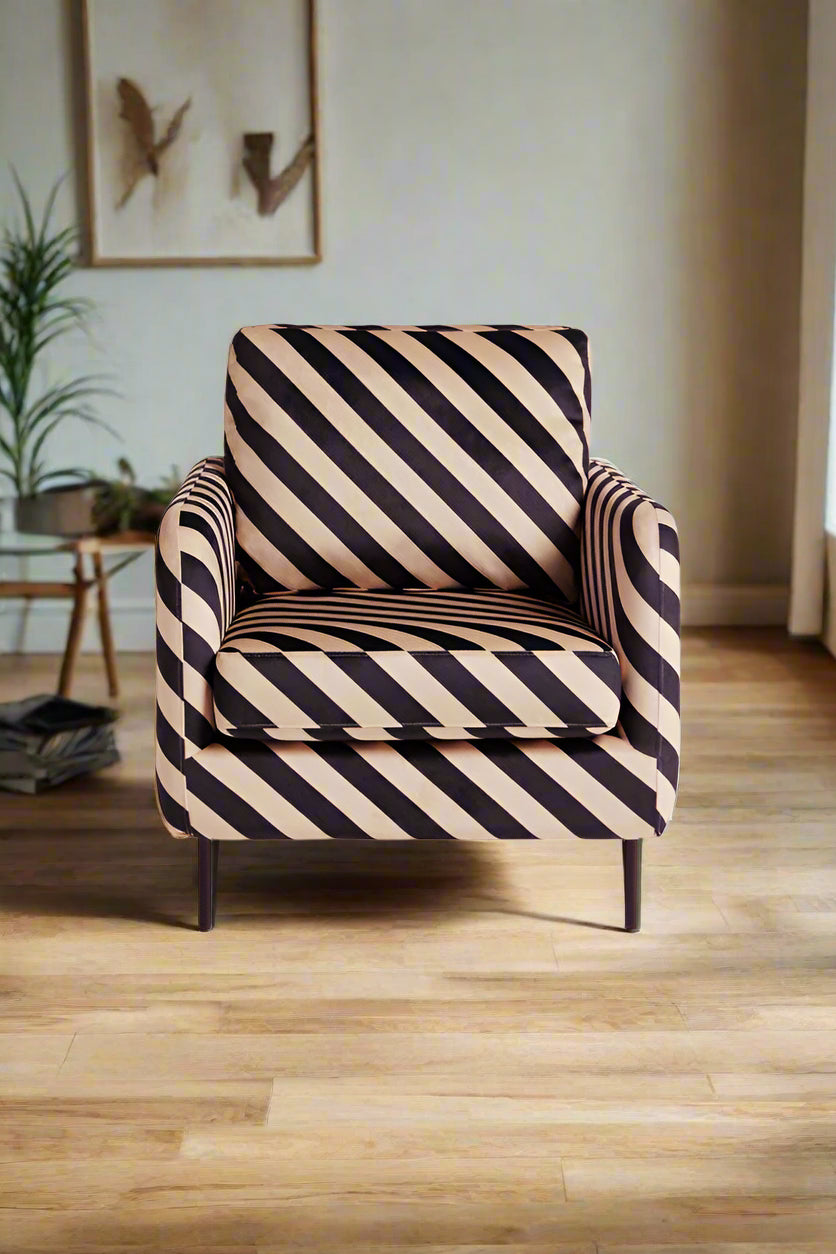 The Edie Sand and Black Stripe Armchair