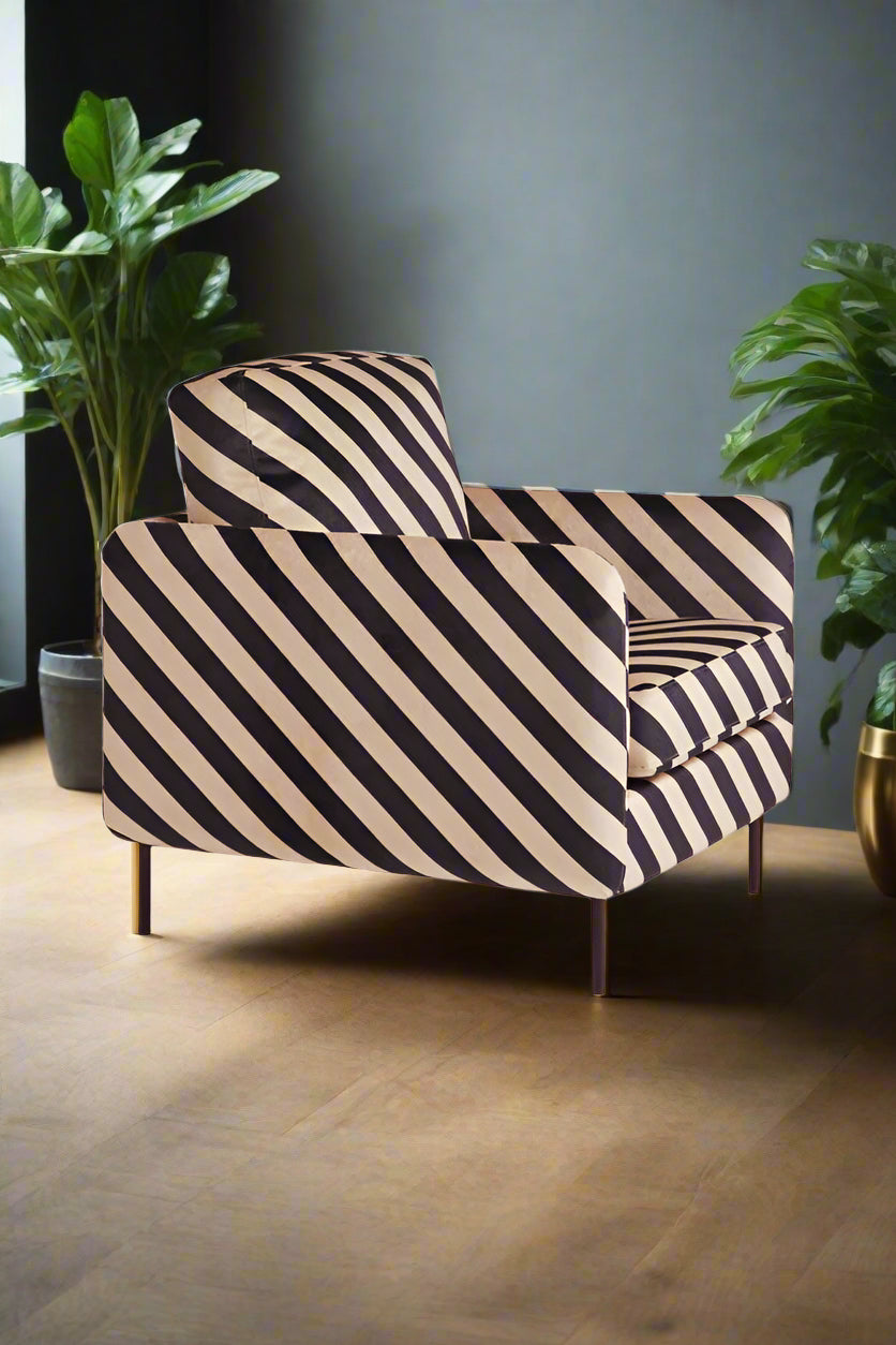 The Edie Sand and Black Stripe Armchair