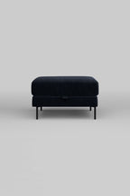 The Grace Footstool In Luxe Needlecord Velvet Midnight Navy