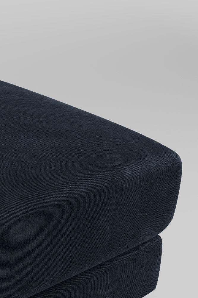 The Grace Footstool In Luxe Needlecord Velvet Midnight Navy
