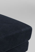 The Grace Footstool In Luxe Needlecord Velvet Midnight Navy