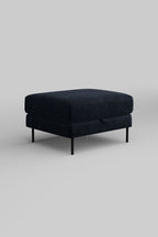 The Grace Footstool In Luxe Needlecord Velvet Midnight Navy