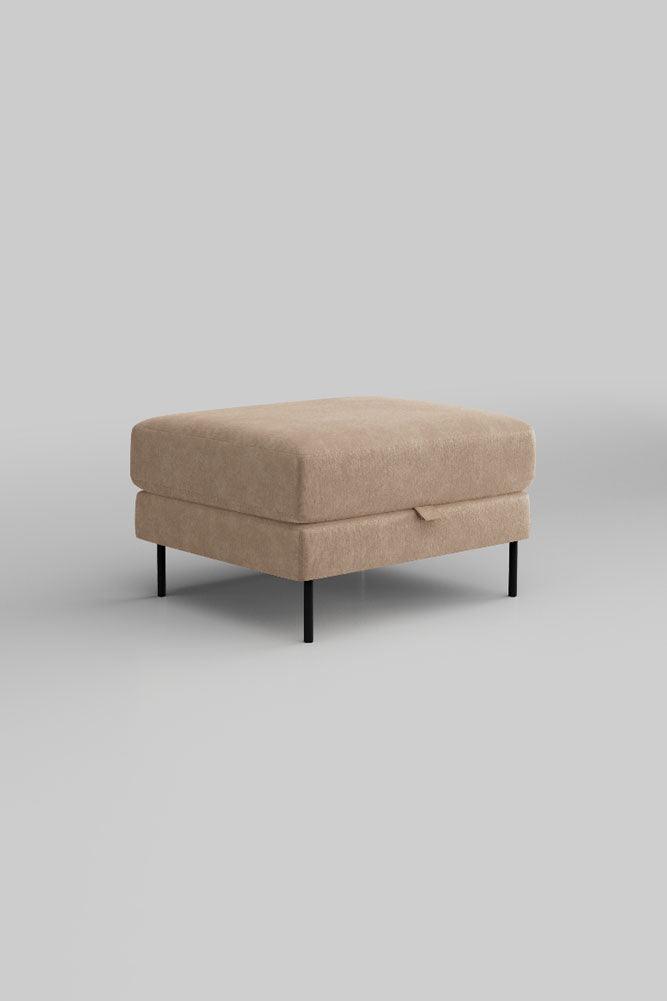 The Grace Footstool In Luxe Needlecord Velvet Natural Whisper