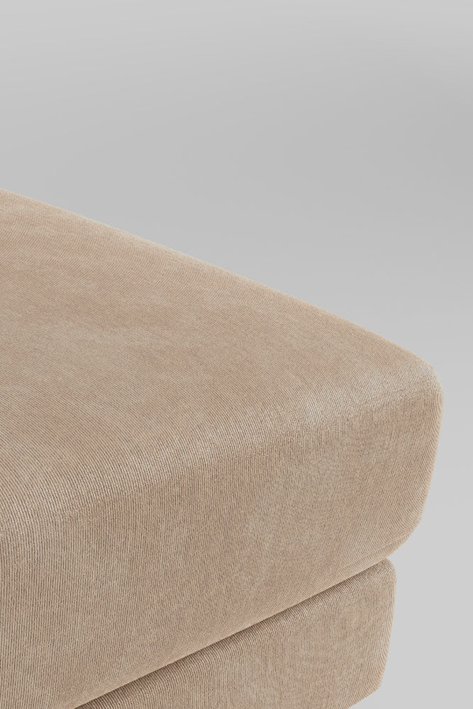 The Grace Footstool In Luxe Needlecord Velvet Natural Whisper