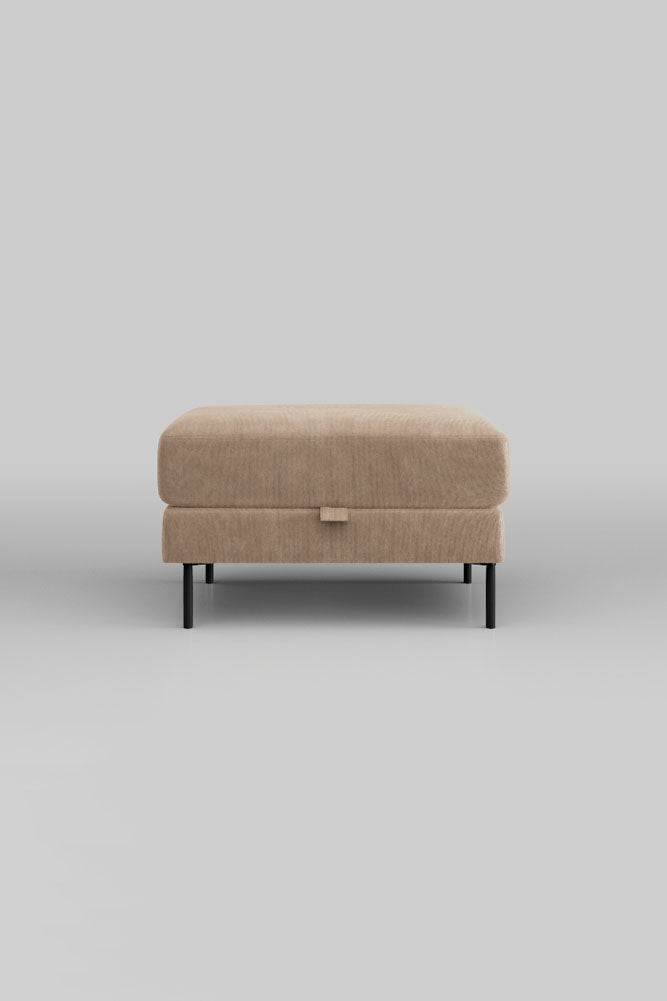 The Grace Footstool In Luxe Needlecord Velvet Natural Whisper