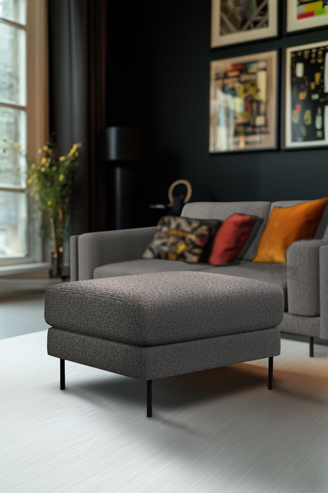 The Grace Footstool In Timeless Texture Black Bean
