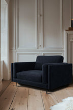 The Grace Love Seat In Luxe Needlecord Velvet Midnight Navy
