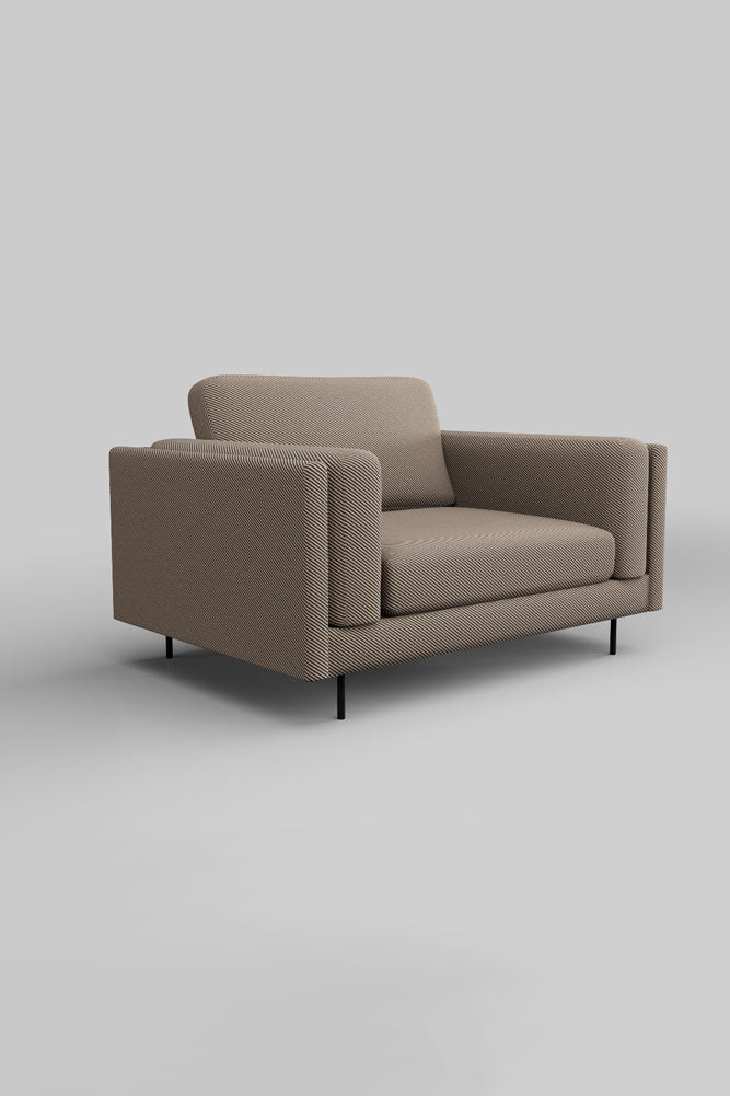 The Grace Love Seat In Studio Stripe Velvet Sand & Black