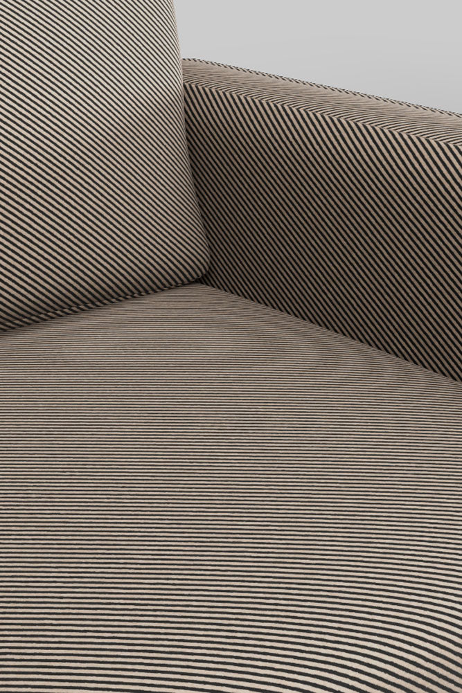 The Grace Love Seat In Studio Stripe Velvet Sand & Black