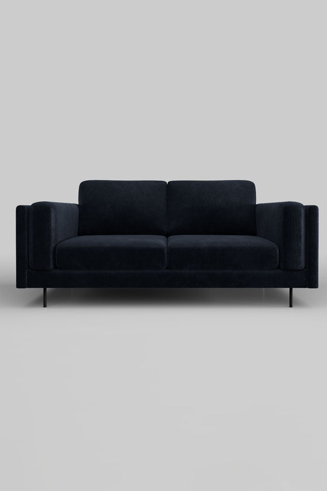 The Grace Medium Sofa In Luxe Needlecord Velvet Midnight Navy