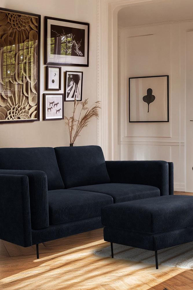 The Grace Medium Sofa In Luxe Needlecord Velvet Midnight Navy