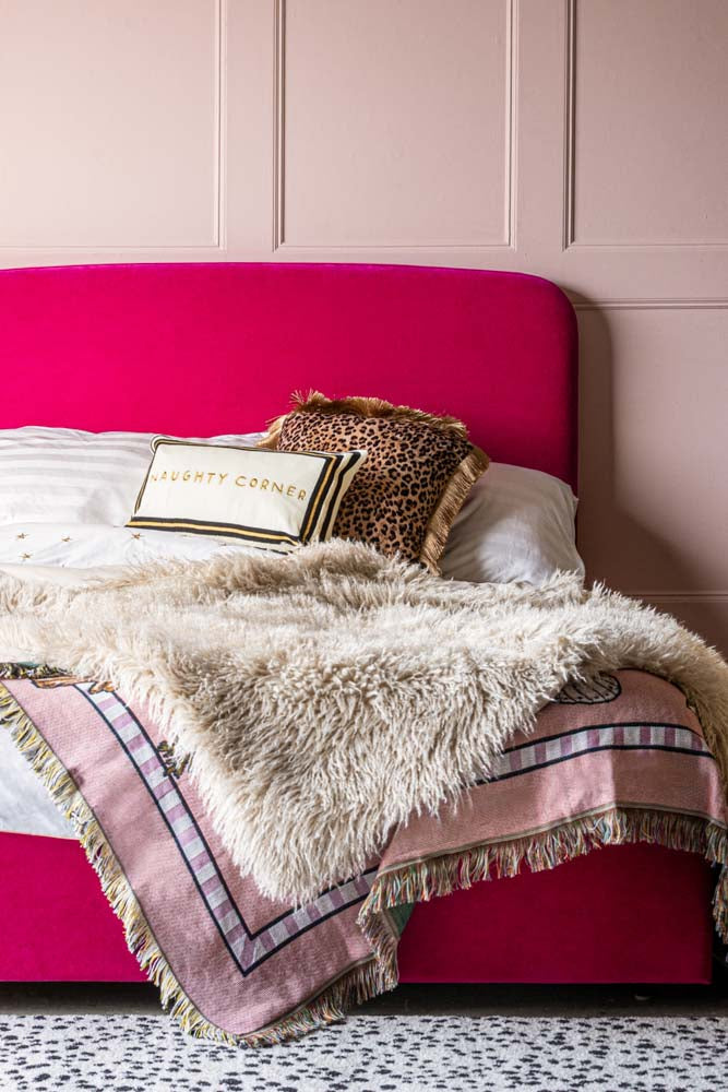 The Jagger Bed in Luxe Needlecord Velvet Harry's Pink - Available in Two Sizes
