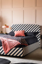 The Jagger Bed in Studio Stripe Velvet Sand & Black - Available in 2 Sizes