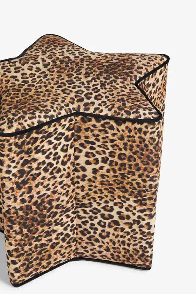 The Leopard Print Velvet Star Footstool