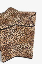 The Leopard Print Velvet Star Footstool