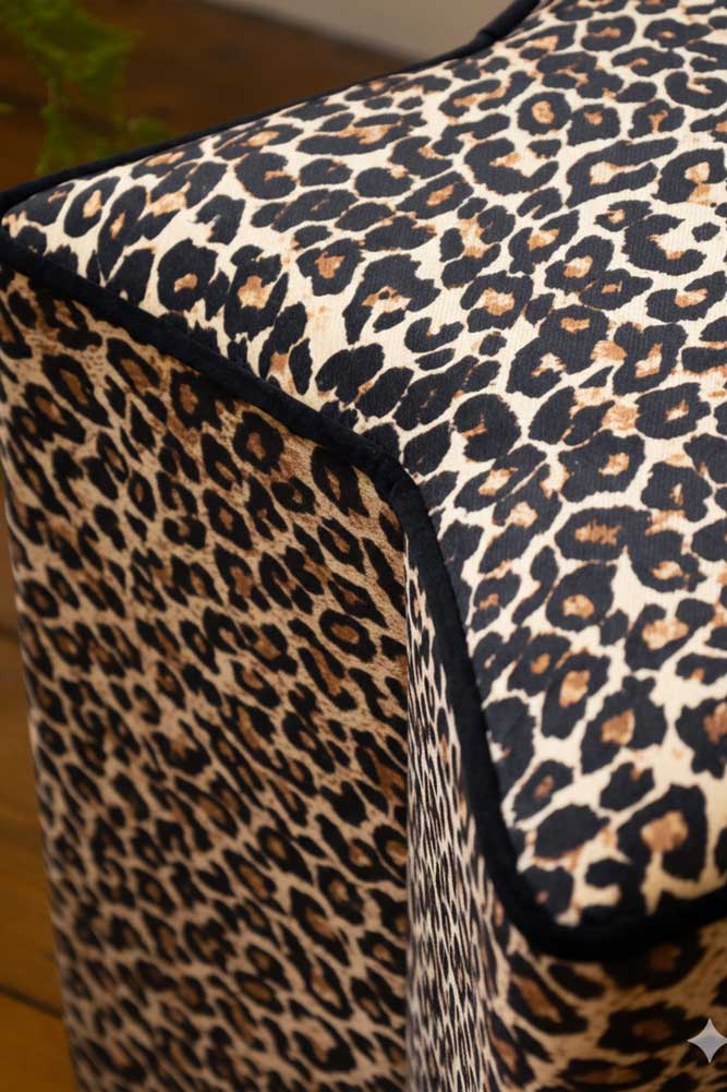 The Leopard Print Velvet Star Footstool