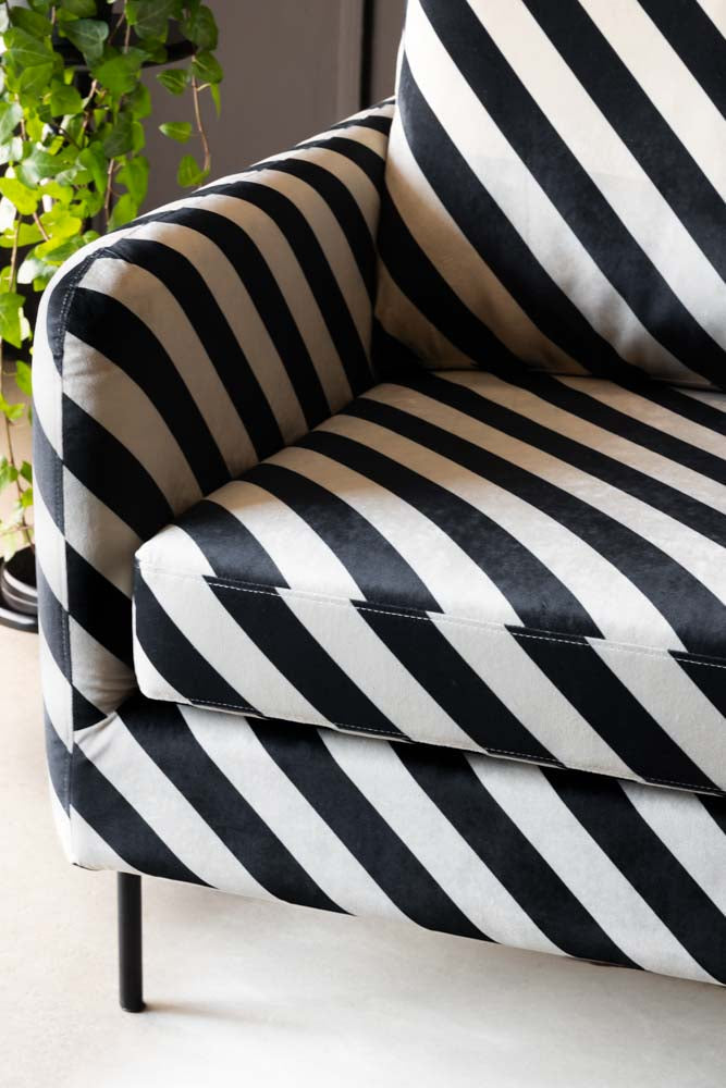The Edie 2 Seater Sofa in Studio Stripe Velvet