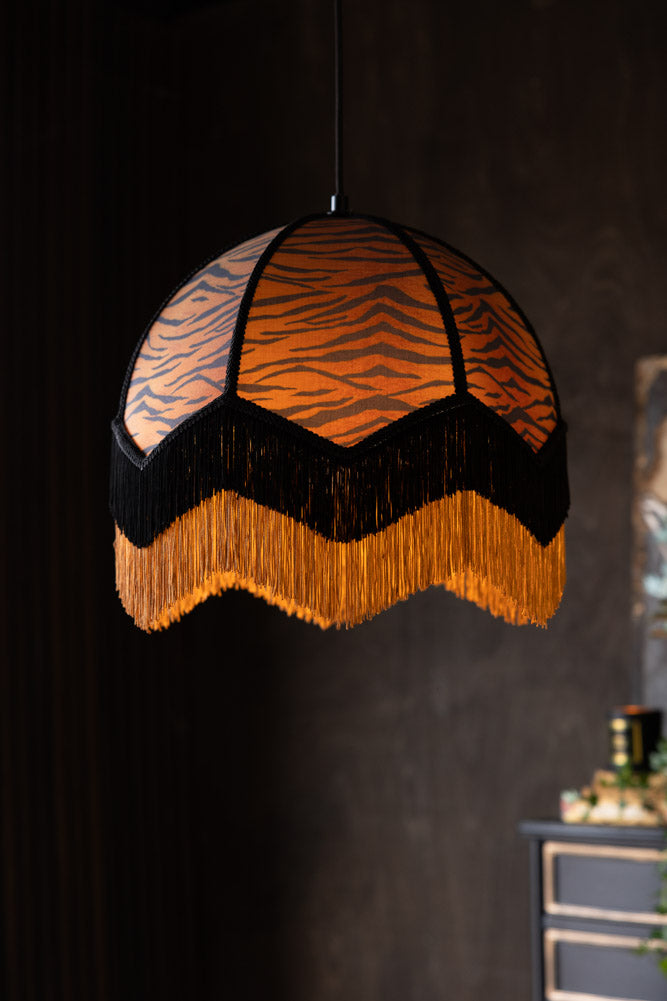 Tiger Print Double Tassel Edge Ceiling Light