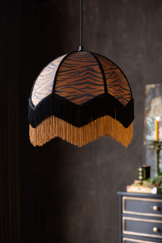 Tiger Print Double Tassel Edge Ceiling Light