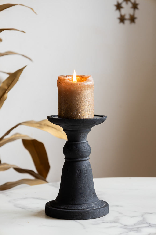 Traditional Black Candle Holder - Short
