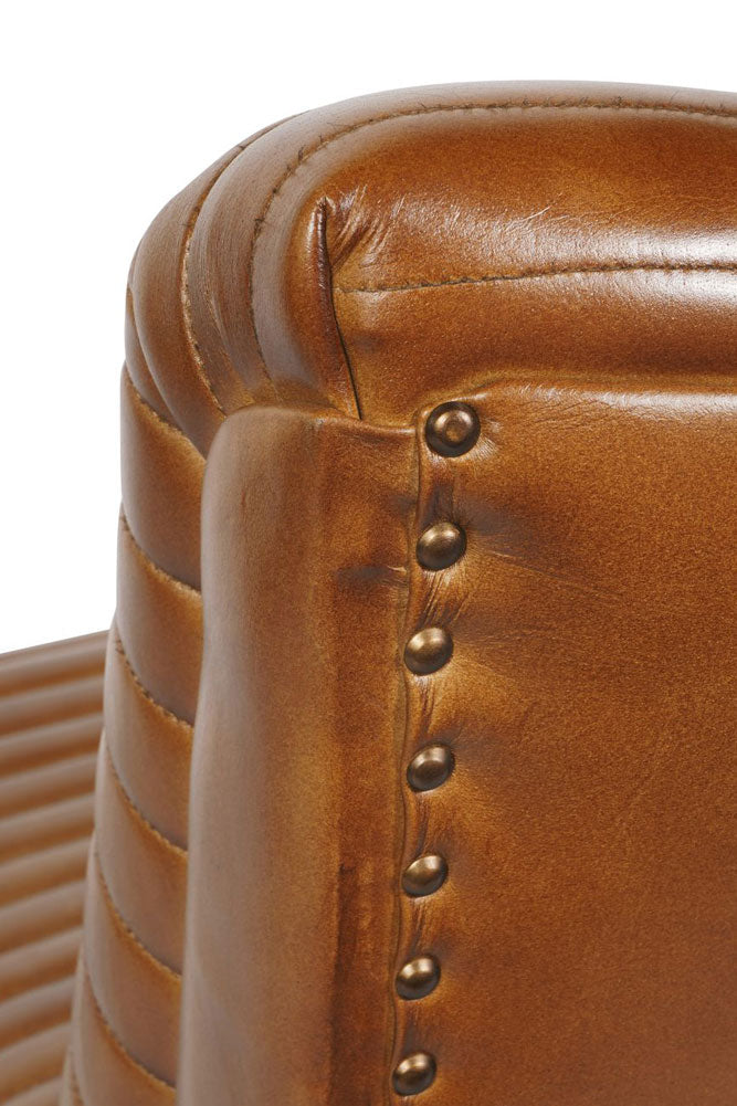 Traditional Brown Leather Occasional Chair