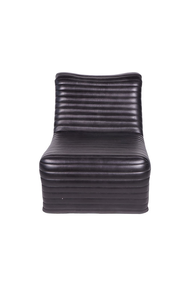 Traditional Charcoal Leather Occasional Chair