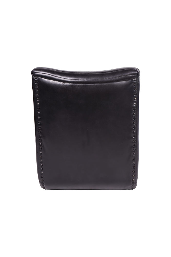 Traditional Charcoal Leather Occasional Chair