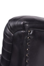 Traditional Charcoal Leather Occasional Chair