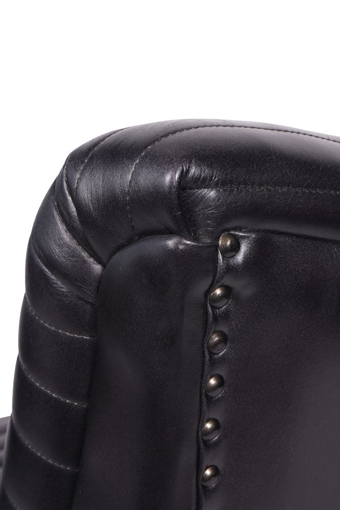 Traditional Charcoal Leather Occasional Chair